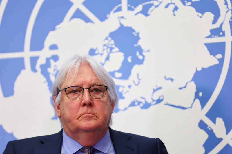 &copy; Reuters. FILE PHOTO: Martin Griffiths, Under-Secretary-General for Humanitarian Affairs and Emergency Relief Coordinator  attends a briefing for the launch of the humanitarian appeals in support of the people of Ukraine at the United Nations in Geneva, Switzerland