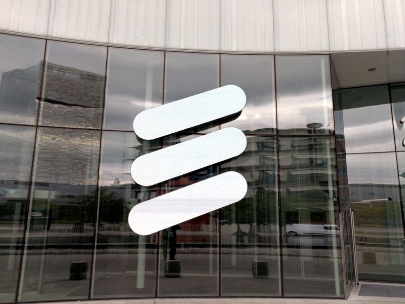 &copy; Reuters. FILE PHOTO: The Ericsson logo is seen at the Ericsson's headquarters in Stockholm, Sweden June 14, 2018. Picture taken June 14, 2018. REUTERS/Olof Swahnberg/File Photo