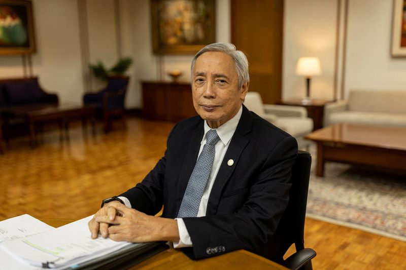 &copy; Reuters. FILE PHOTO: Bangko Sentral ng Pilipinas Governor Felipe Medalla poses for a photograph in his office at Manila, Philippines, November 18, 2022. REUTERS/Eloisa Lopez