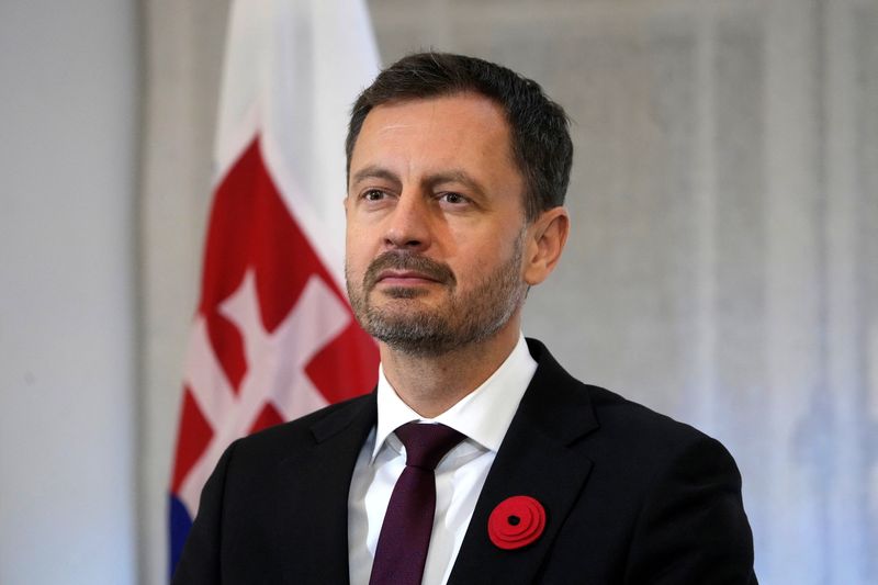 &copy; Reuters. FILE PHOTO: Slovakian Prime Minister Eduard Heger listens during a news conference in Tallinn, Estonia November 11, 2022. REUTERS/Ints Kalnins