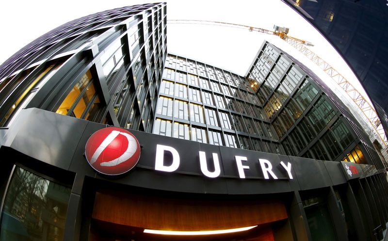 &copy; Reuters. FILE PHOTO: The logo of Swiss Dufry is seen at its headquarters in Basel March 30, 2015.    REUTERS/Arnd Wiegmann/File Photo        
