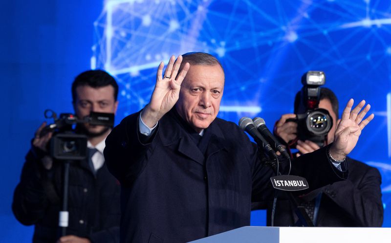 &copy; Reuters. Turkish President Tayyip Erdogan attends a ceremony to mark an increase in capacity at a natural gas storage facility in Silivri near Istanbul, Turkey, December 16, 2022. REUTERS/Umit Bektas