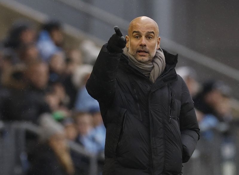 &copy; Reuters. Técnico do Manchester City, Pep Guardiola, durante amistoso da equipe contra o Girona em Manchester
17/12/2022 Action Images via Reuters/Jason Cairnduff