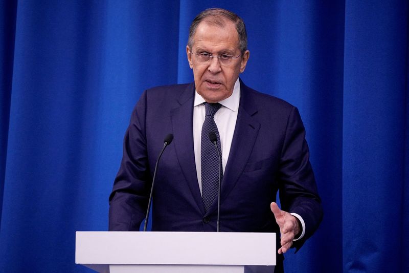 &copy; Reuters. FILE PHOTO: Russian Foreign Minister Sergei Lavrov attends the international conference "Eurasian Choice as a Basis for Strengthening Sovereignty" organised by the United Russia party in Moscow, Russia December 14, 2022. Alexander Zemlianichenko/Pool via 