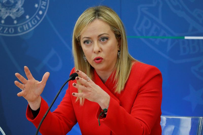 &copy; Reuters. La presidente del Consiglio Giorgia Meloni durante la conferenza stampa di presentazione della legge di bilancio, Roma, 22 novembre 2022. REUTERS/Remo Casilli