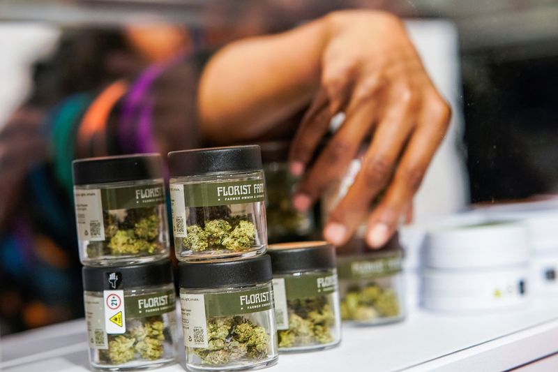&copy; Reuters. Un trabajador organiza flores de cannabis antes de la apertura del primer dispensario legal de marihuana recreativa situado en el East Village, en el barrio de Manhattan de Nueva York, Estados Unidos, el 29 de diciembre,, 2022. REUTERS/Eduardo Munoz
