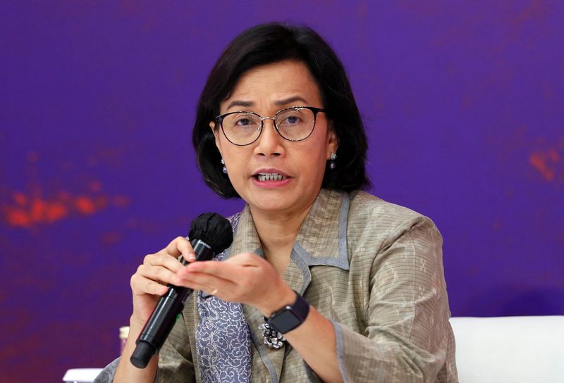 &copy; Reuters. FILE PHOTO: Indonesia's Finance Minister Sri Mulyani Indrawati speaks during a side event on the G20 Finance Ministers and Central Bank Governors Meeting in Nusa Dua, Bali, Indonesia, 14 July 2022. Made Nagi/Pool via REUTERS