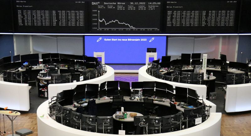 &copy; Reuters. FILE PHOTO: The German share price index DAX graph is pictured at the stock exchange in Frankfurt, Germany, December 30, 2022.    REUTERS/Staff