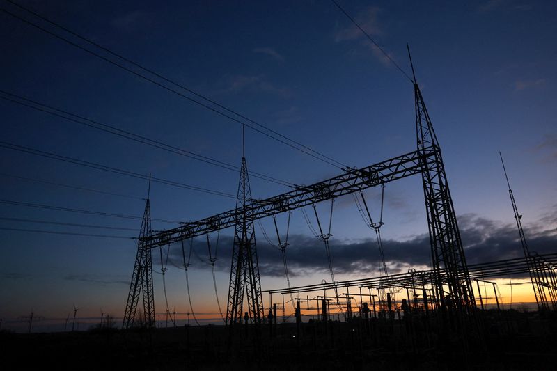 &copy; Reuters. FILE PHOTO: An electrical substation with high-voltage power lines is seen near Weselitz, Germany November 18, 2022. REUTERS/Lisi Niesner