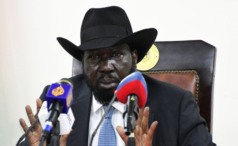 &copy; Reuters. رئيس جنوب السودان سلفا كير خلال مؤتمر صحفي في جوبا يوم 28 مارس آذار 2022. تصوير: جوك سولومون - رويترز.