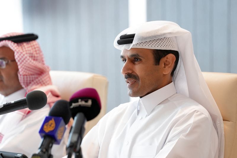 &copy; Reuters. Saad al-Kaabi, PDG de QatarEnergy et ministre de l'Énergie du Qatar, lors d'une cérémonie de signature avec Sinopec, à Doha, au Qatar. /Photo prise le 21 novembre 2022/REUTERS/Imad Creidi