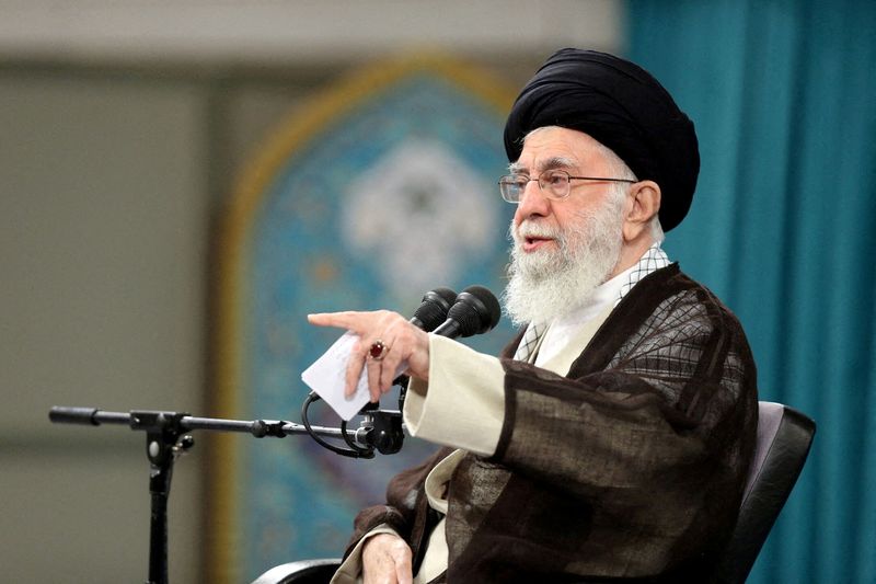 &copy; Reuters. FILE PHOTO: FILE PHOTO: Iran's Supreme Leader Ayatollah Ali Khamenei speaks during a meeting with a group of students in Tehran, Iran November 2, 2022. Office of the Iranian Supreme Leader/WANA (West Asia News Agency)/Handout via REUTERS