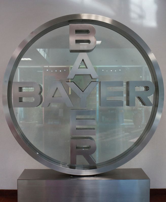 &copy; Reuters. FILE PHOTO: The logo of Bayer Mexico is pictured at the company's plant in Lerma, Mexico November 10, 2022. REUTERS/Henry Romero