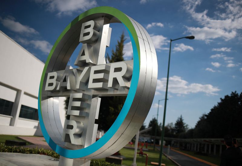 © Reuters. FILE PHOTO: The logo of Bayer Mexico is pictured at the company's plant in Lerma, Mexico November 10, 2022. REUTERS/Henry Romero