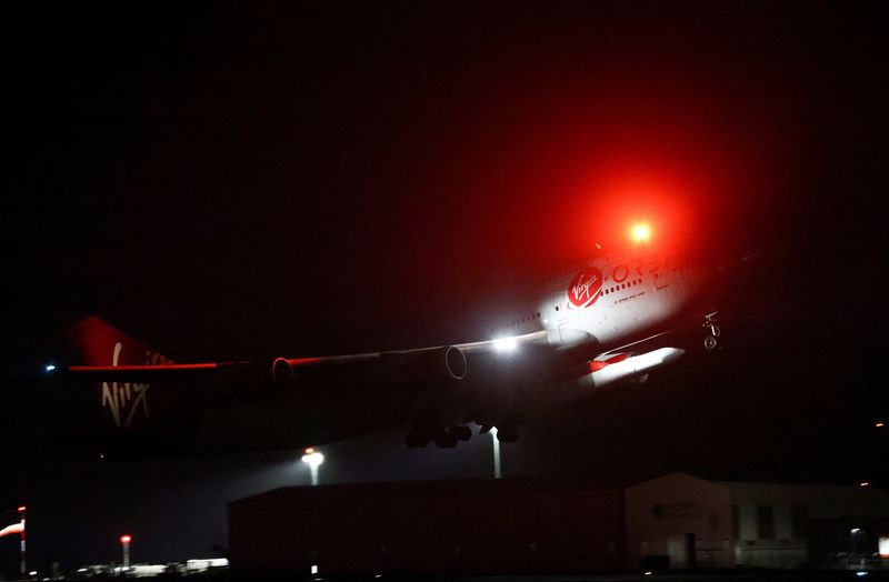 &copy; Reuters. FILE PHOTO: The plane takes off ahead of Britain's first satellite launch, at Cornwall Airport Newquay, in Cornwall, Britain January 9, 2023. REUTERS/Henry Nicholls