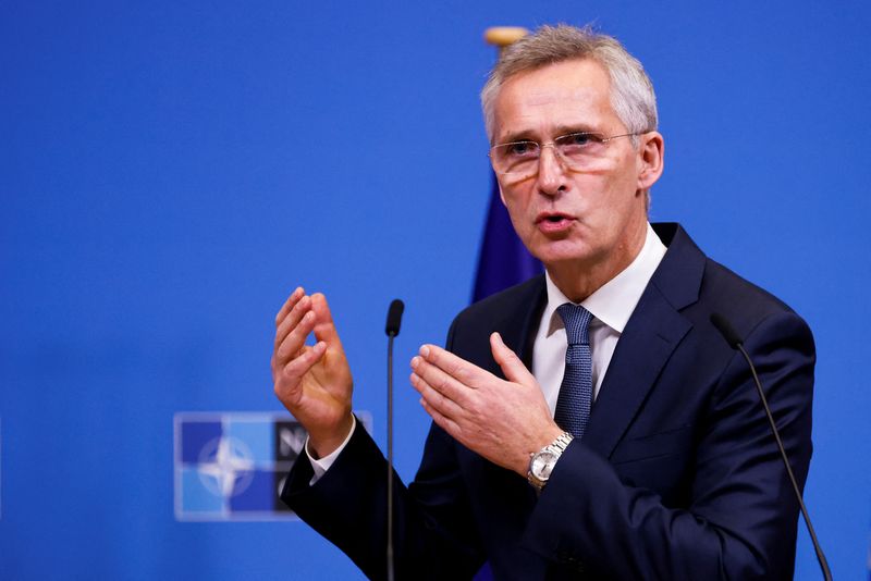 &copy; Reuters. Secretário-geral da Otan, Jens Stoltenberg, durante entrevista coletiva em Bruxelas
10/01/2023 REUTERS/Johanna Geron