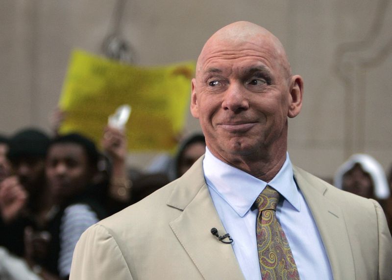 &copy; Reuters. FILE PHOTO: World Wrestling Entertainment owner Vince McMahon looks out at the crowd during a segment of NBC's 'Today' show in New York April 2, 2007. McMahon had his head shaved as a result of losing a wager to Television personality and real estate deve