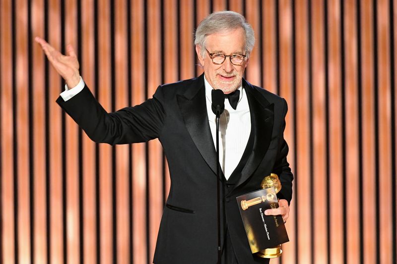 © Reuters. Best Director, Steven Spielberg, The Fabelmans onstage at the 80th Annual Golden Globe Awards® at the Beverly Hilton in Beverly Hills, CA, U.S., on Tuesday, January 10, 2023. Earl Gibson for the HFPA/© HFPA/Handout via REUTERS.