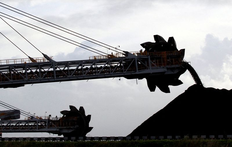 &copy; Reuters. FILE PHOTO: A stacker/reclaimer places coal in stockpiles at the coal port in Newcastle June 6, 2012.  REUTERS/Daniel Munoz