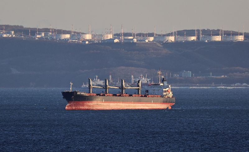 &copy; Reuters. A bulk carrier sails near the crude oil terminal Kozmino in Nakhodka Bay near the port city of Nakhodka, Russia, December 4, 2022. REUTERS/Tatiana Meel