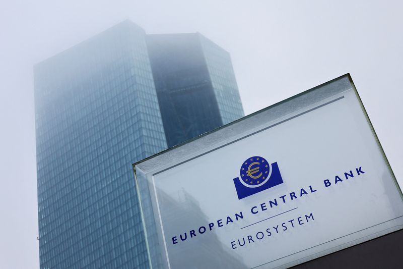 &copy; Reuters. FILE PHOTO: The building of the European Central Bank (ECB) is seen amid a fog before the monthly news conference following the ECB's monetary policy meeting in Frankfurt, Germany December 15, 2022.  REUTERS/Wolfgang Rattay
