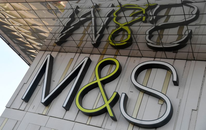 &copy; Reuters. FILE PHOTO: A logo of food and clothes' retailer Marks and Spencer (M&S) is seen at a branch in London, Britain March 10, 2022. REUTERS/Toby Melville