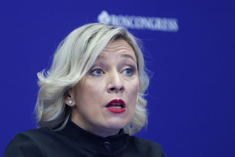 &copy; Reuters. FILE PHOTO: Russia's Foreign Ministry spokeswoman Maria Zakharova speaks during a session of the St. Petersburg International Economic Forum (SPIEF) in Saint Petersburg, Russia June 16, 2022. REUTERS/Maxim Shemetov