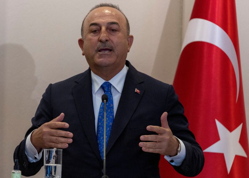 &copy; Reuters. وزير الخارجية التركي مولود جاويش أوغلو خلال مؤتمر صحفي في إسطنبول يوم 29 يوليو تموز 2022. تصوير: أوميت بكطاش - رويترز.