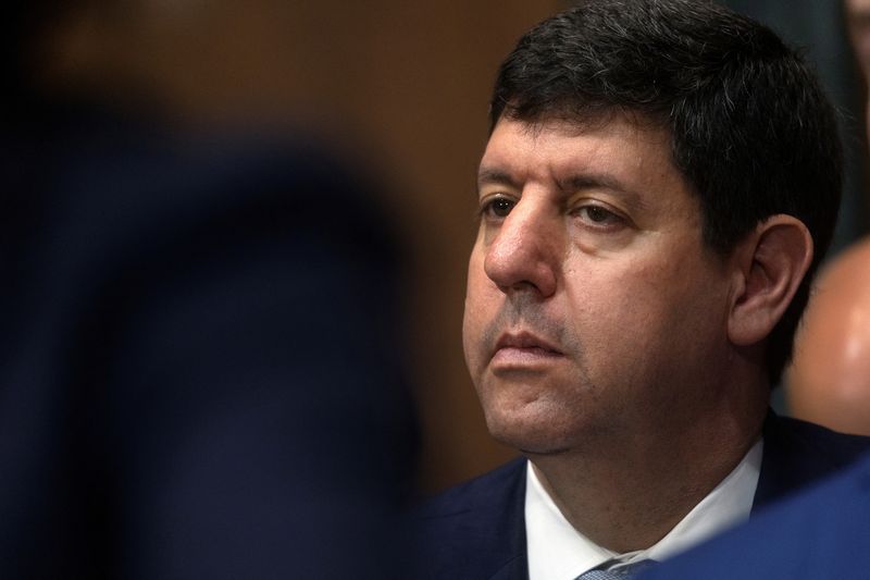 &copy; Reuters. FILE PHOTO: Steven M. Dettelbach listens during a Senate Judiciary Committee hearing to consider judicial nominees and the nomination of Dettelbach to be the Director of the Bureau of Alcohol, Tobacco, Firearms and Explosives (ATF) on Capitol Hill in Wash
