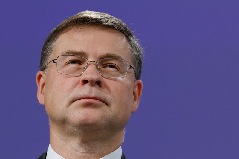 &copy; Reuters. FILE PHOTO: European Commission Executive Vice President Valdis Dombrovskis attends a news conference after a meeting of the College of European Commissioners in Brussels, Belgium November 9, 2022. REUTERS/Yves Herman