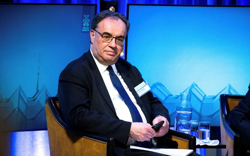 &copy; Reuters. FILE PHOTO: Governor of Bank of England Andrew Bailey attends a Central Bank Symposium at the Grand Hotel in Stockholm, Sweden, January 10, 2023. TT News Agency/Claudio Bresciani/via REUTERS      
