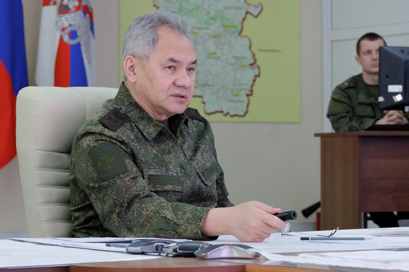 &copy; Reuters. FILE PHOTO: Russian Defence Minister Sergei Shoigu visits headquarters of East military group of Russian troops involved in Ukraine, at unidentified location in an image released January 17, 2023. Russian Defence Ministry/Vadim Savitsky/Handout via REUTER