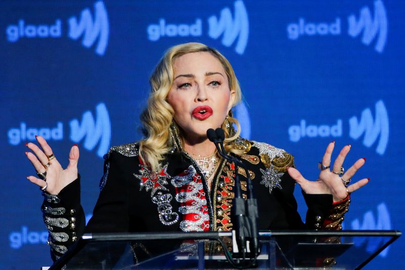 &copy; Reuters. Cantora Madonna dirscursa em evento em Nova York
04/05/2019
REUTERS/Eduardo Munoz