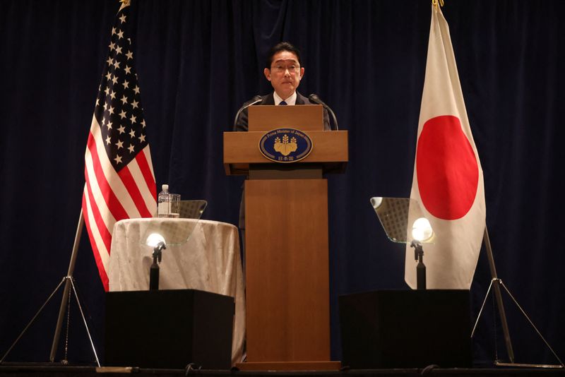 &copy; Reuters. FILE PHOTO: Japan's Prime Minister Fumio Kishida speaks during a news conference following the US-Japan summit in Washington, U.S., January 14, 2023. REUTERS/Julia Nikhinson