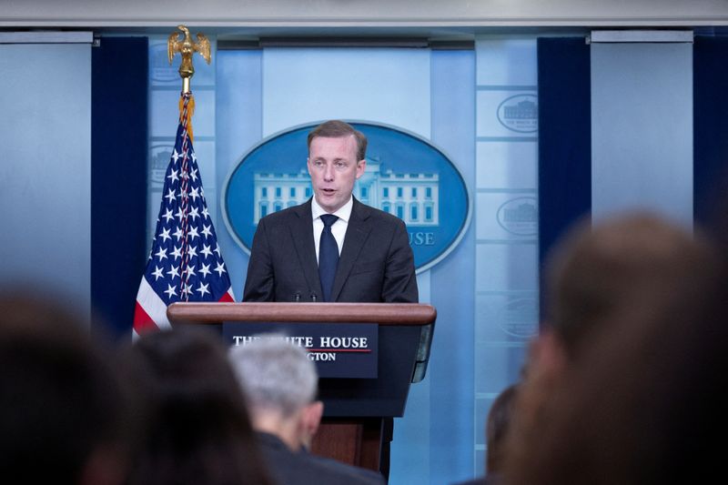 &copy; Reuters. FILE PHOTO: White House national security adviser Jake Sullivan speaks during a daily press briefing at the White House in Washington, D.C., U.S., November 10, 2022. REUTERS/Tom Brenner/File Photo