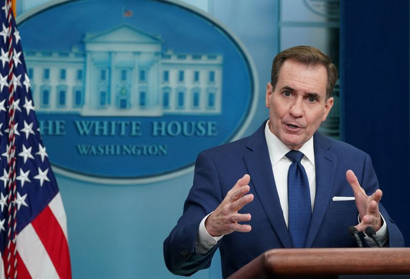 &copy; Reuters. FILE PHOTO: White House National Security Council Strategic Communications Coordinator John Kirby speaks during a press briefing at the White House in Washington, U.S., January 6, 2023. REUTERS/Kevin Lamarque