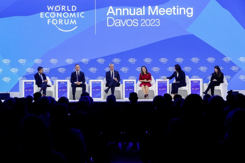&copy; Reuters. NATO Secretary General Jens Stoltenberg, Poland's President Andrzej Duda and Canada's Deputy Prime Minister and Minister of Finance Chrystia Freeland take part in the World Economic Forum session on "Restoring Security and Peace.", in Davos, Switzerland, 