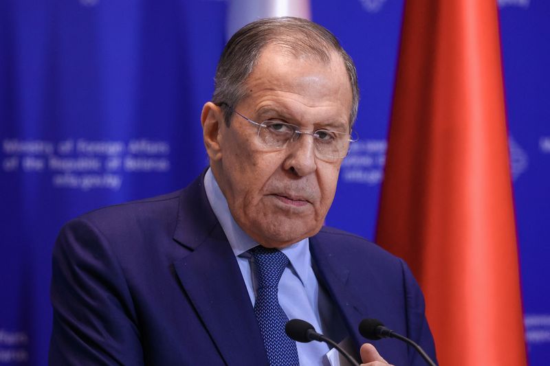 &copy; Reuters. Russian Foreign Minister Sergei Lavrov attends a news conference following talks with Belarusian Foreign Minister Sergei Aleinik in Minsk, Belarus, January 19, 2023. Russian Foreign Ministry/Handout via REUTERS 