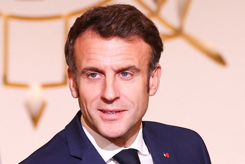&copy; Reuters. Le président français Emmanuel Macron lors d'un discours à l'Elysée à Paris. /Photo prise le 17 janvier 2023/REUTERS Mohammed Badra