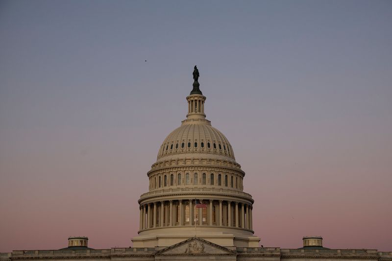 &copy; Reuters. FILE PHOTO: A view of the U.S. Capitol building as the sunrises in Washington, U.S., February 10, 2022. REUTERS/Brendan McDermid