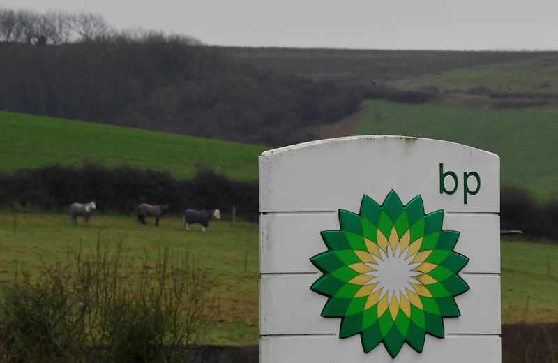 &copy; Reuters. FILE PHOTO-Signage is seen for BP (British Petroleum) at a service station near Brighton, Britain, January 30, 2021. Picture taken January 30, 2021. REUTERS/Toby Melville