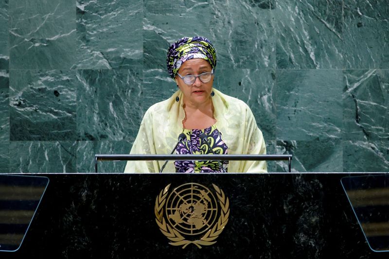 &copy; Reuters. نائبة الأمين العام للأمم المتحدة أمينة محمد في نيويورك يوم 18 يوليو تموز 2022. تصوير: إدوارد مونوز - رويترز.

