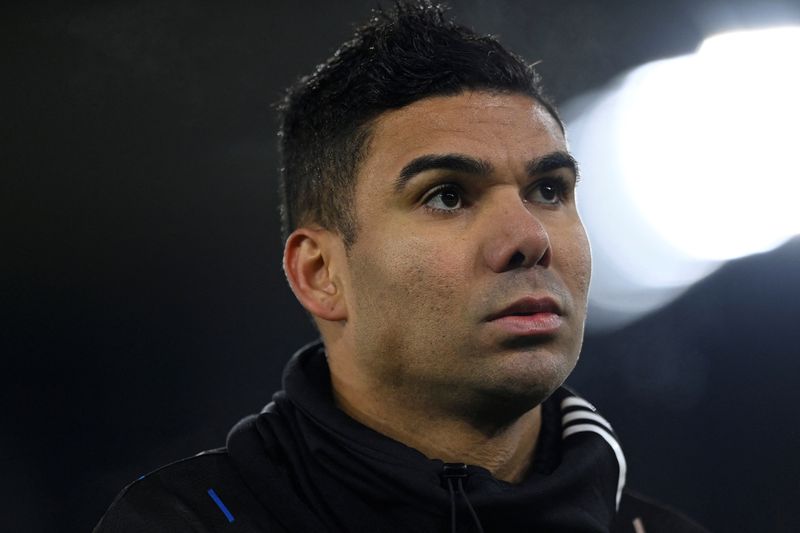 &copy; Reuters. Casemiro durante aquecimento antes da partida entre Crystal Palace e Manchester United pelo Campeonato Inglês
18/01/2023 REUTERS/Tony Obrien