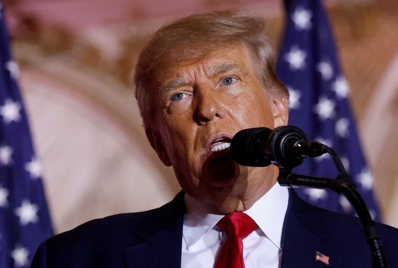 &copy; Reuters. Ex-presidente dos EUA Donald Trump durante pronunciamento em Palm Beach
15/11/2022 REUTERS/Jonathan Ernst