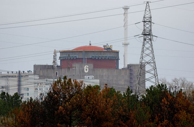 &copy; Reuters. Una veduta della centrale nucleare di Zaporizhzhia fuori dalla città di Enerhodar, nel territorio dell'Ucraina controllato dalla Russia, 24 novembre 2022. REUTERS/Alexander Ermochenko/File Photo