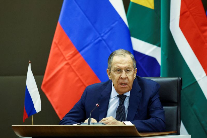 &copy; Reuters. Chanceler russo, Sergei Lavrov, participa de briefing à imprensa em Pretória, África do Sul
23/01/2023
REUTERS/Siphiwe Sibeko