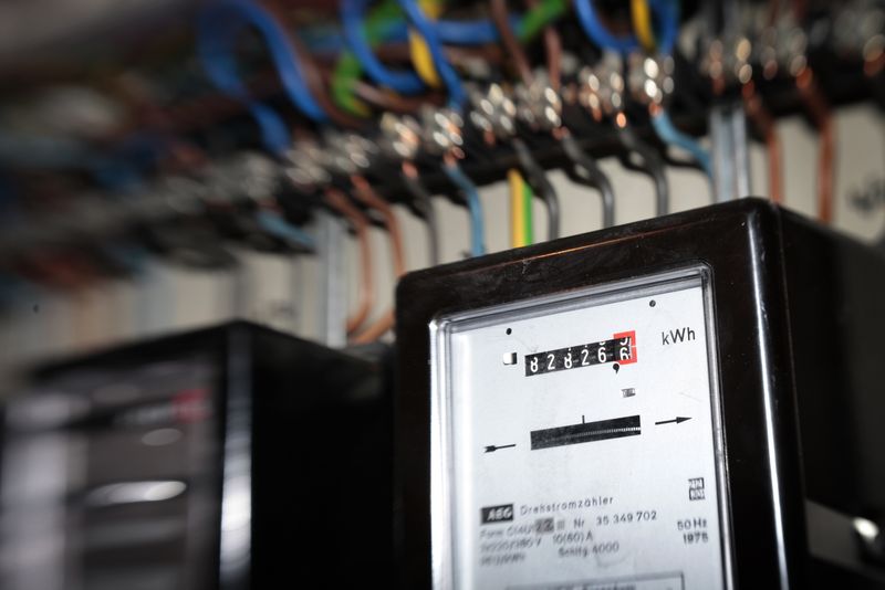 © Reuters. FILE PHOTO: Electricity meters are pictured in the cellar of an apartment building in Hamburg January 3, 2011. REUTERS/Christian Charisius 