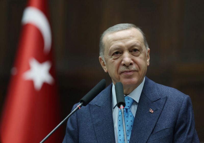 &copy; Reuters. Presidente da Turquia, Tayyip Erdogan, durante reunião com parlamentares de seu partido em Ancara
18/01/2023 Escitório de Imprensa da Presidência da Turquia/Divulgação via REUTERS