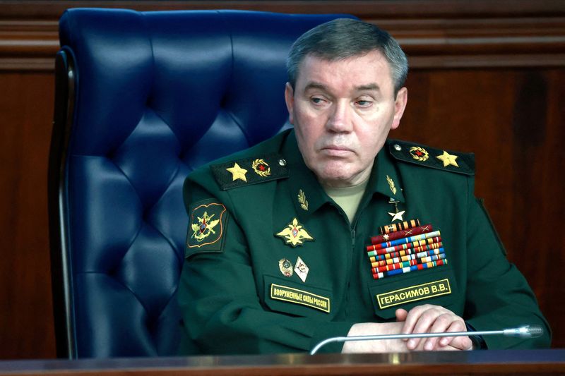 &copy; Reuters. FILE PHOTO: Chief of the General Staff of Russian Armed Forces Valery Gerasimov attends an annual meeting of the Defence Ministry Board in Moscow, Russia, December 21, 2022. Sputnik/Sergei Fadeichev/Pool via REUTERS ATTENTION EDITORS - THIS IMAGE WAS PROV
