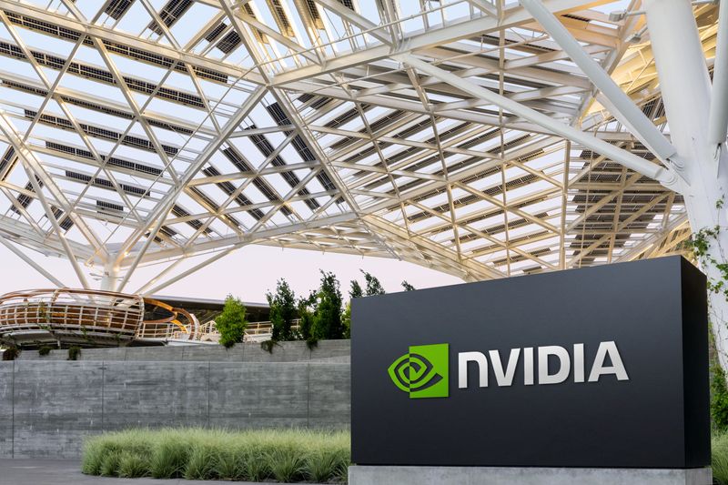 © Reuters. FILE PHOTO: The logo of NVIDIA as seen at its corporate headquarters in Santa Clara, California, in May of 2022. Courtesy NVIDIA/Handout via REUTERS 